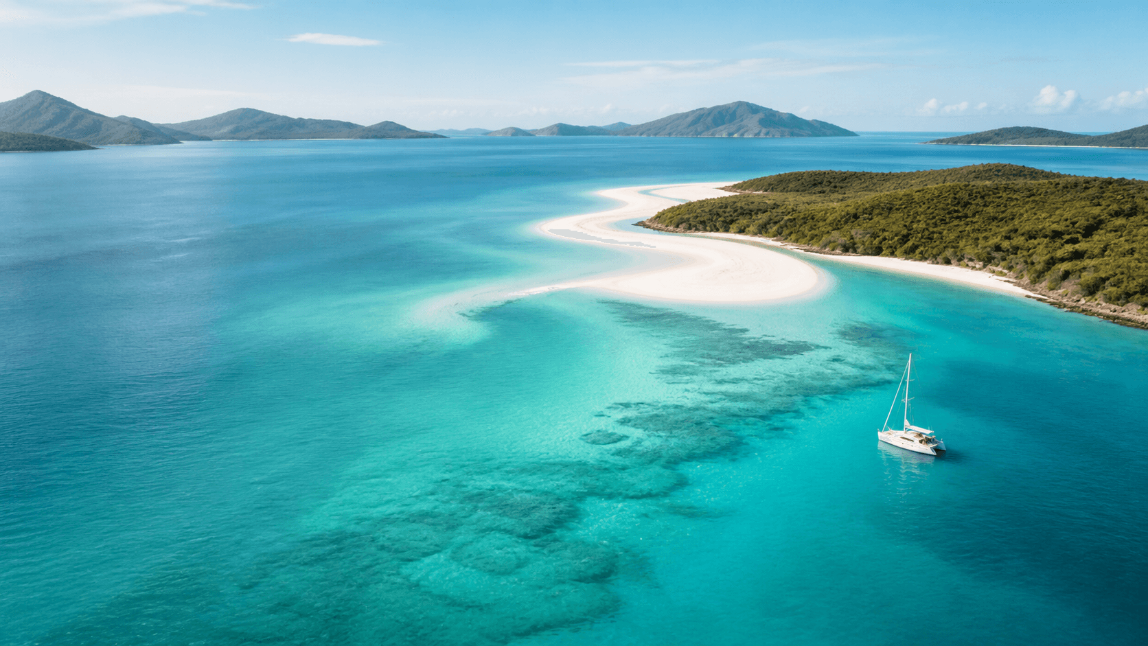 Whitehaven Beach and the Whitsunday Islands from above